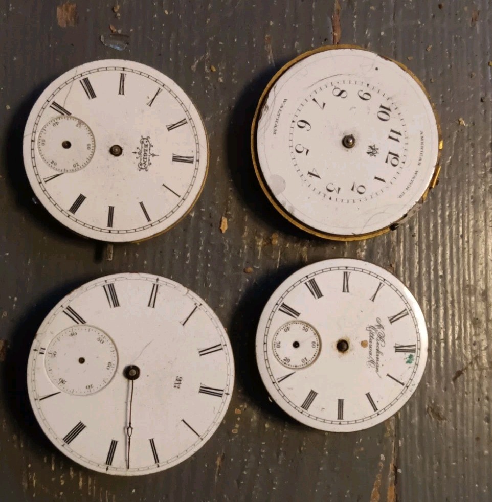 Vintage Lot Of 15 Pocket Watch Movements Waltham Elgin