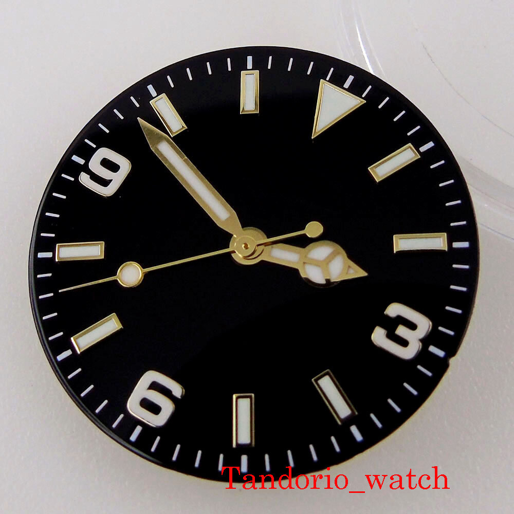 29mm Bliger Luminous Black Dial Hands For NH35 NH36 MIYOTA 8215 821A ETA 2824