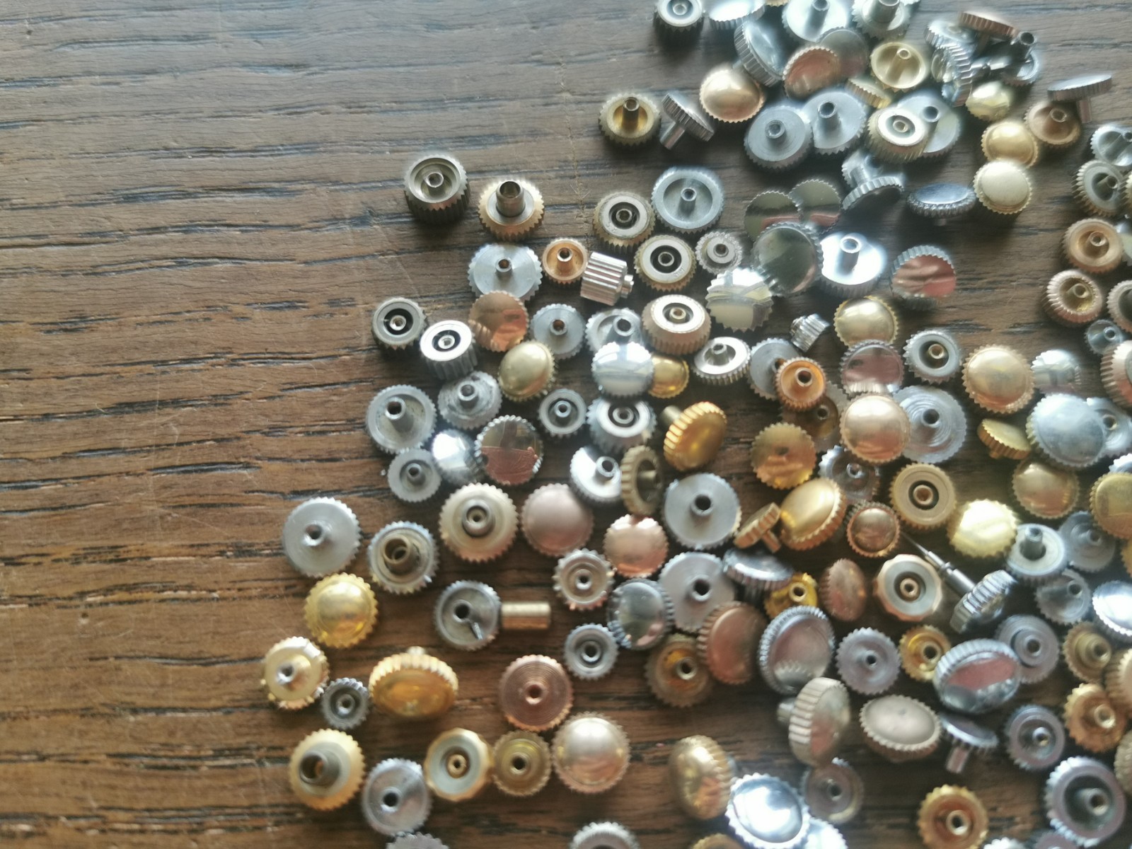 Watch Crowns, Chrome / Gilt, Used, Large Lot, Watchmaker Parts #R815