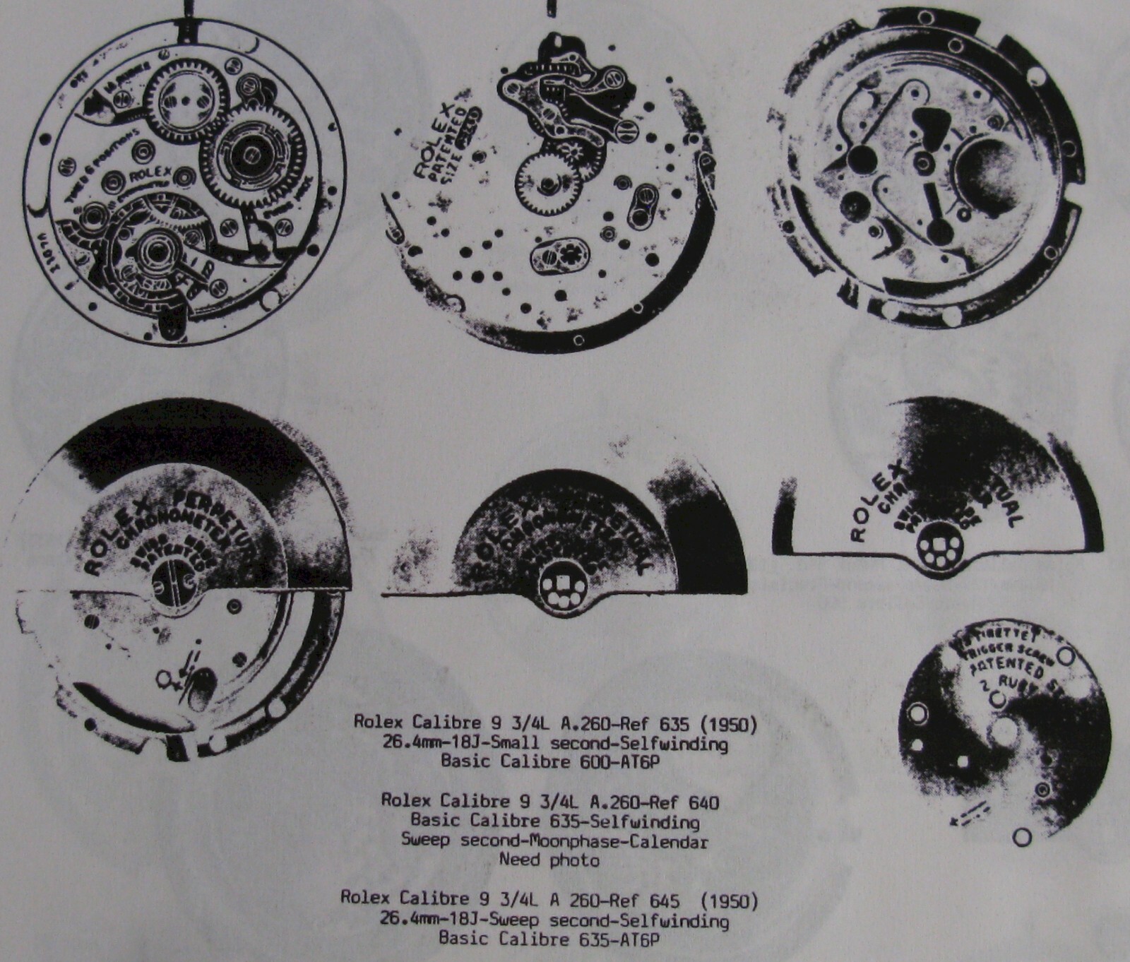 Rolex bubbleback 620 630 Watch 9 3/4 NA automatic part 2 nd. intermediate wheel