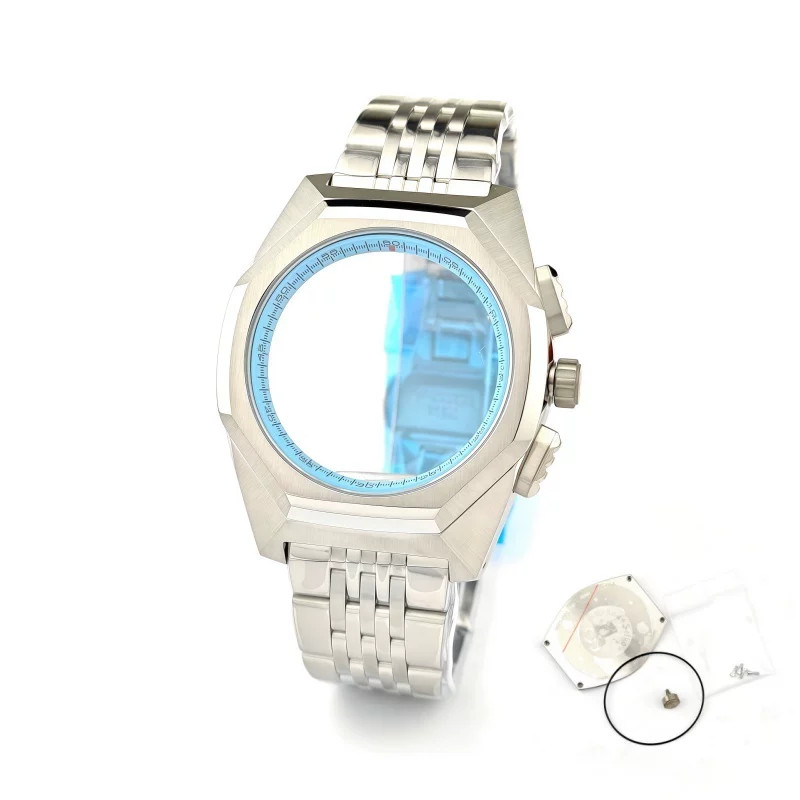 44.5mm Stainless Watch Case+Strap Sapphire for VK63 VK64 Movement 32.5mm Dial