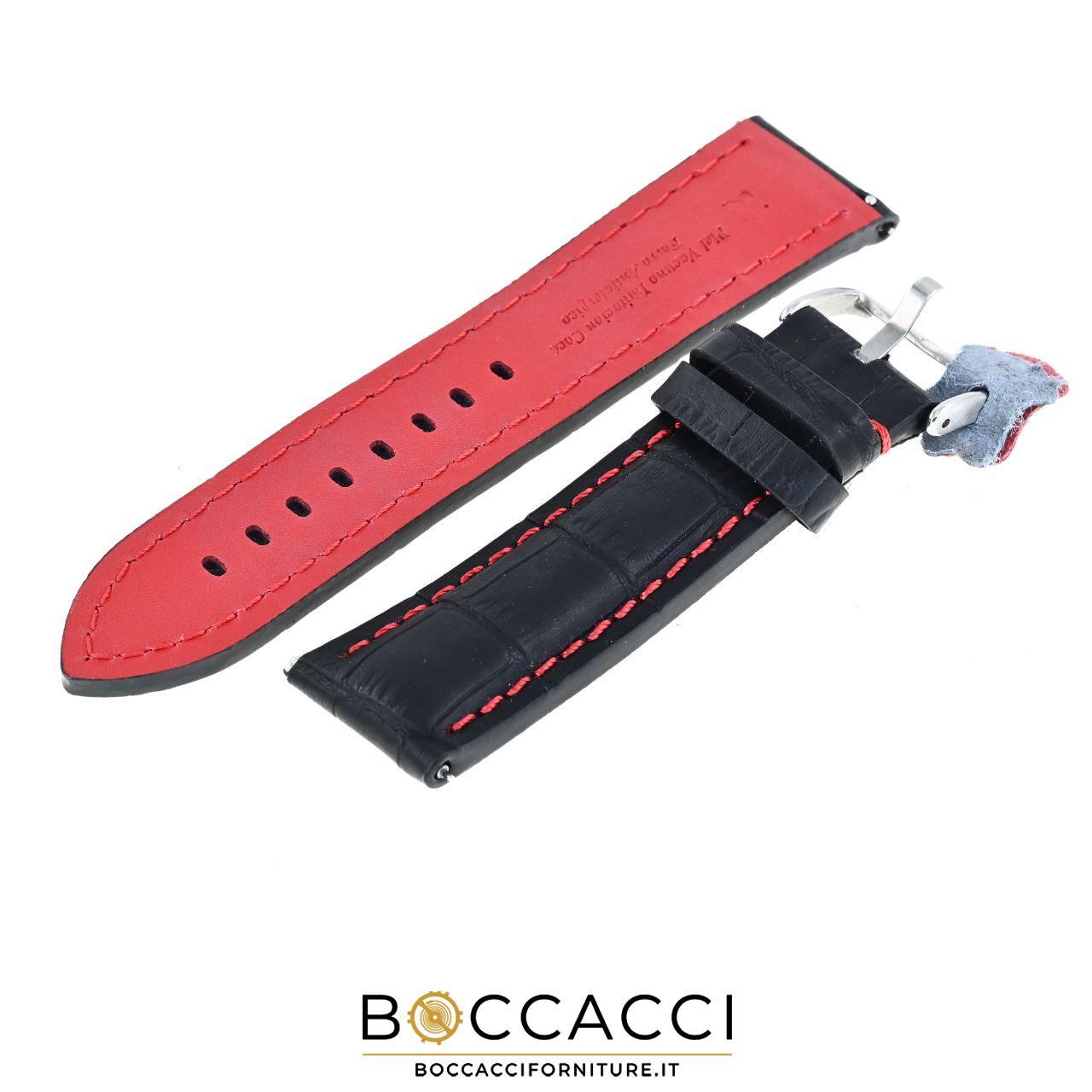 DILOY Easy Fit/Remove 22mm Black Leather Crocodile Print Padded Strap…