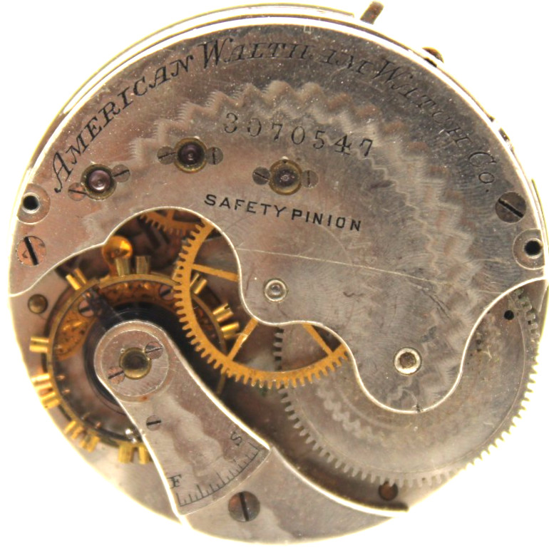 1886-1887 WALTHAM POCKET WATCH MOVEMENT 3070547 GRADE: A.W.W.CO. 6s 13j (RT2)