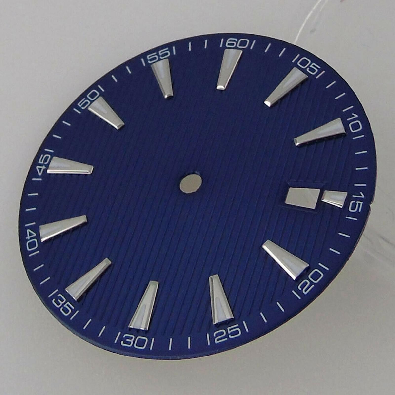 33.5mm Blue Watch Dial Face Plate Date @3 For NH35/NH35A Movement Replacement L