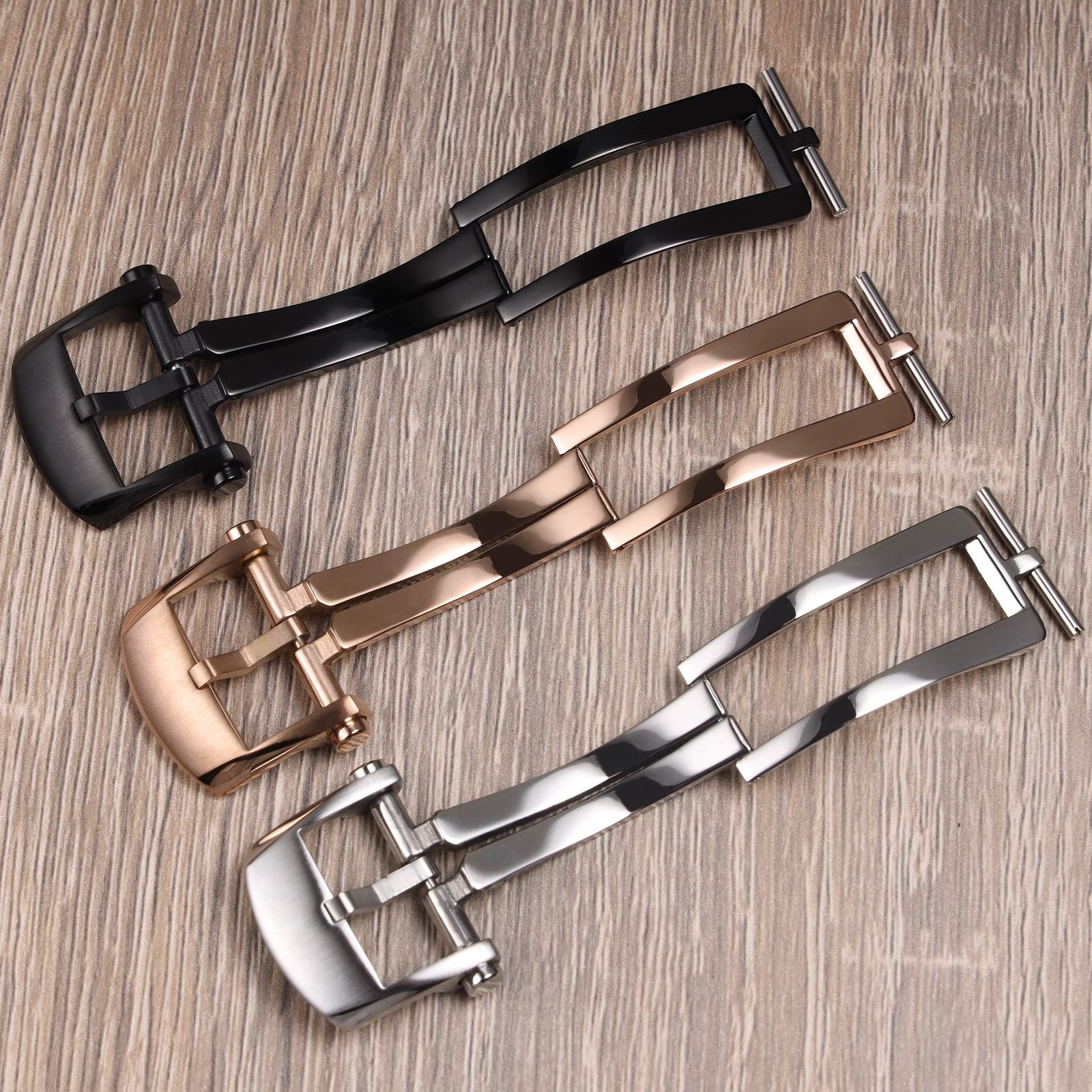 22 18 20mm silver black rose gold solid stainless steel deployment watch clasp f