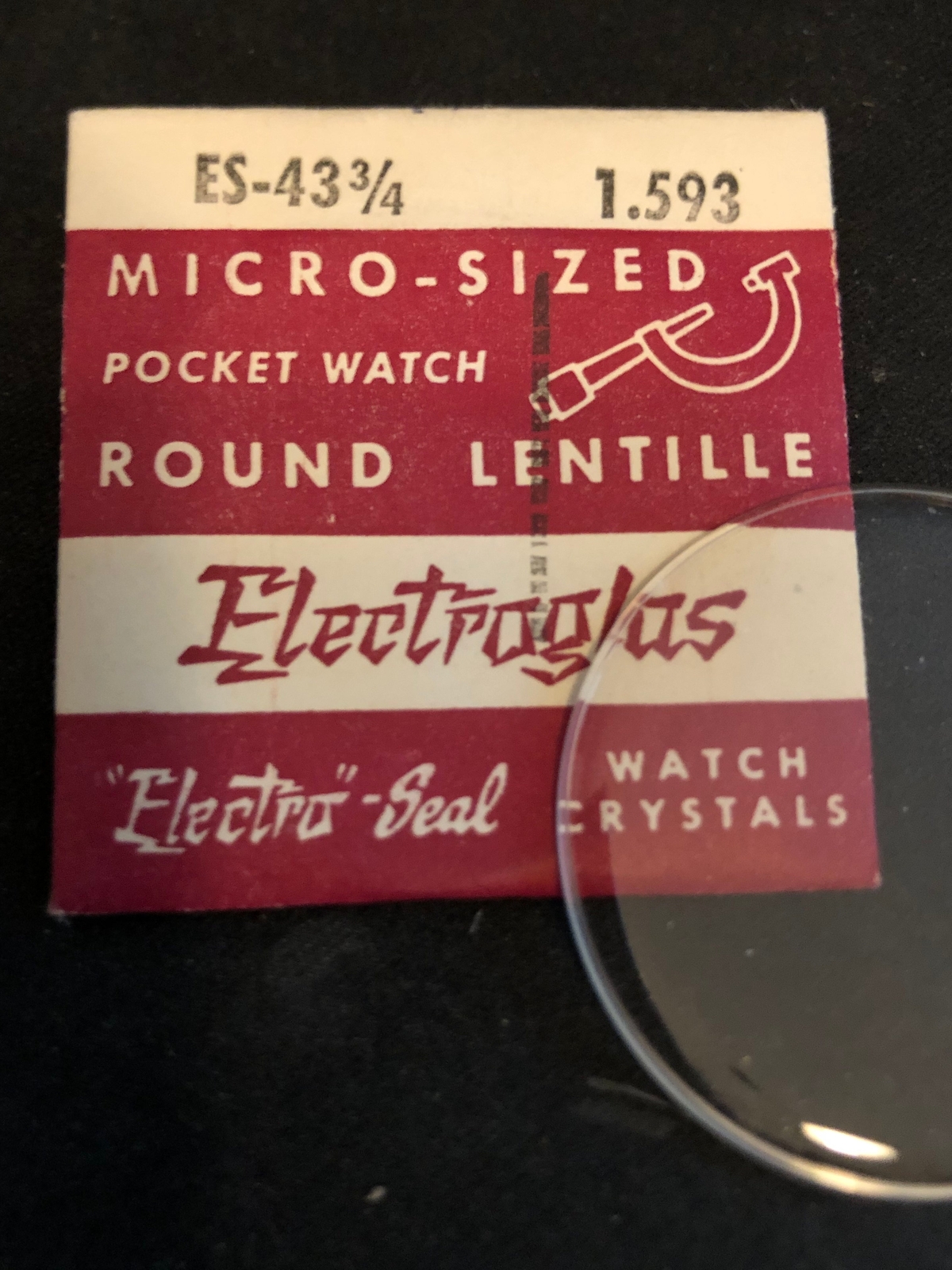 Electro-Seal ES-43¾ Pocket Watch Crystal 40.5mm (1.593″) – New
