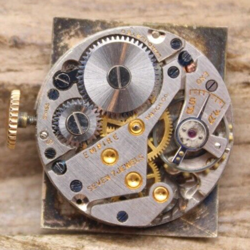 10K RGP BEZEL EMPIRE SWISS 7j EXO WATCH MOVEMENT 17.0mm RUNS (GB2)