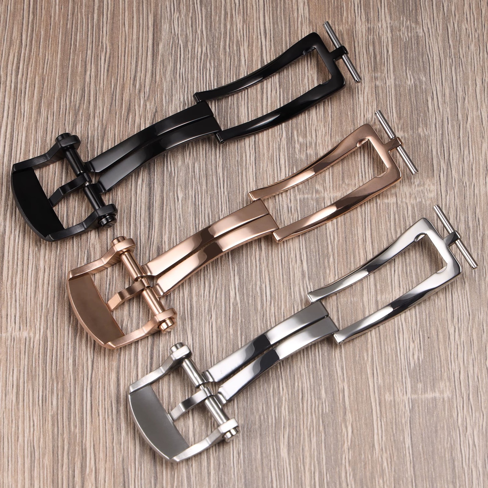 22 18 20mm silver black rose gold solid stainless steel deployment watch clasp f