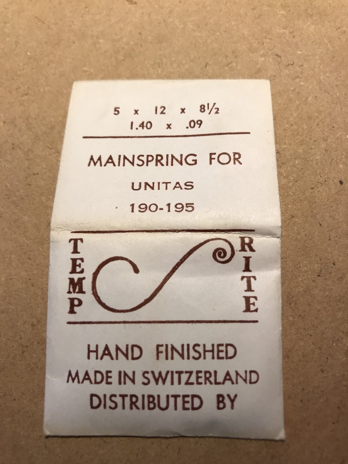 TEMP-RITE Mainspring for Unitas caliber 190 – 195 – Steel