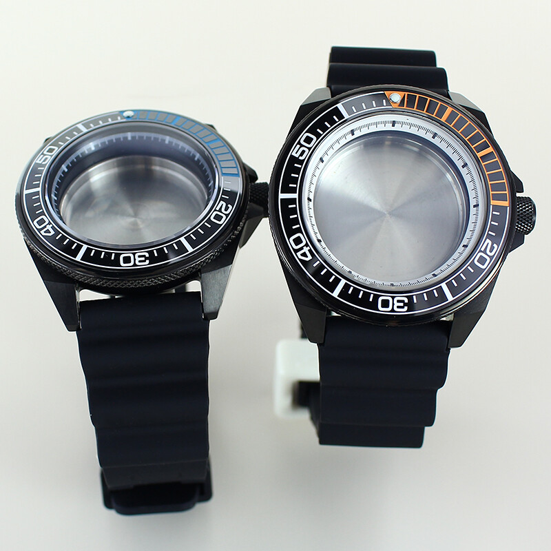 43.8mmSeiko Samurai Watch case rubber strap Ceramic Ring AR layer sapphire glass