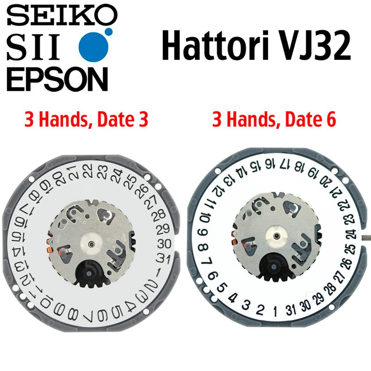 New Japan SII / TMI / Epson VJ32 Watch Movement, 10 1/2 Ligne, 3 Hands, D3/D6