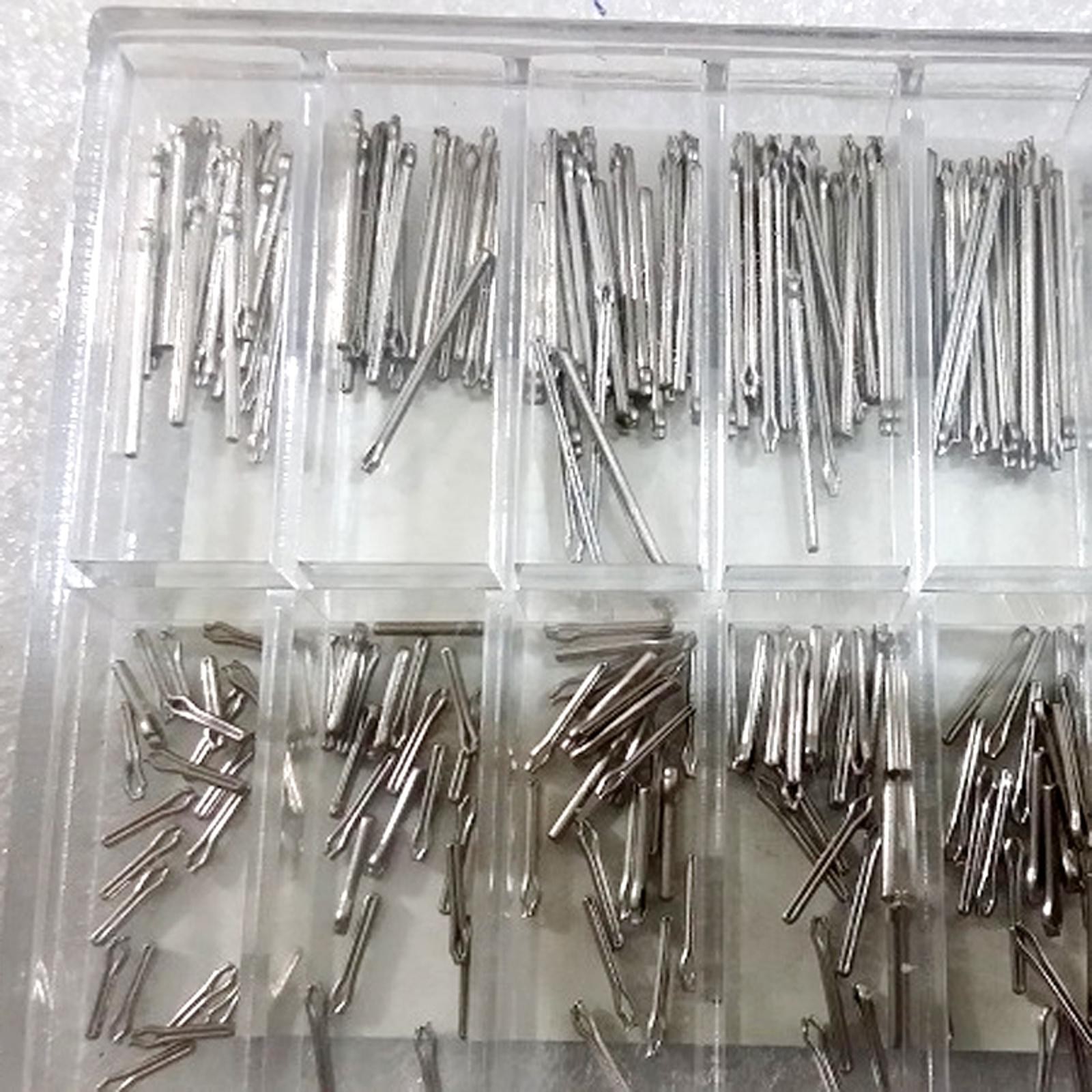 360Pcs 6-23mm Assorted Stainless Steel Watch Band Link Cotter Pin 0.9mm Bar Box