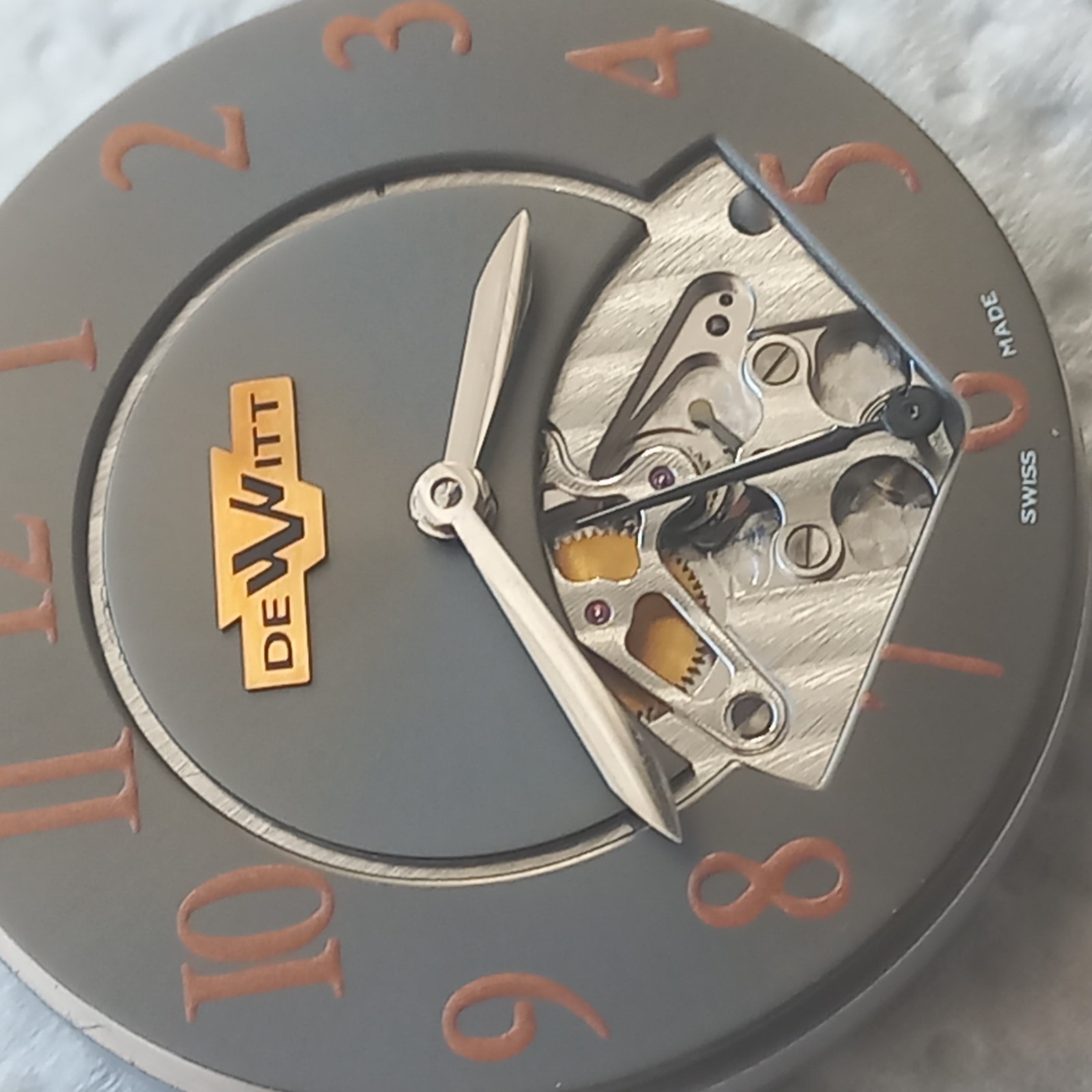 DeWitt Retrograde Watch Movement – Complete Set Dial + Movement + Metal Holder