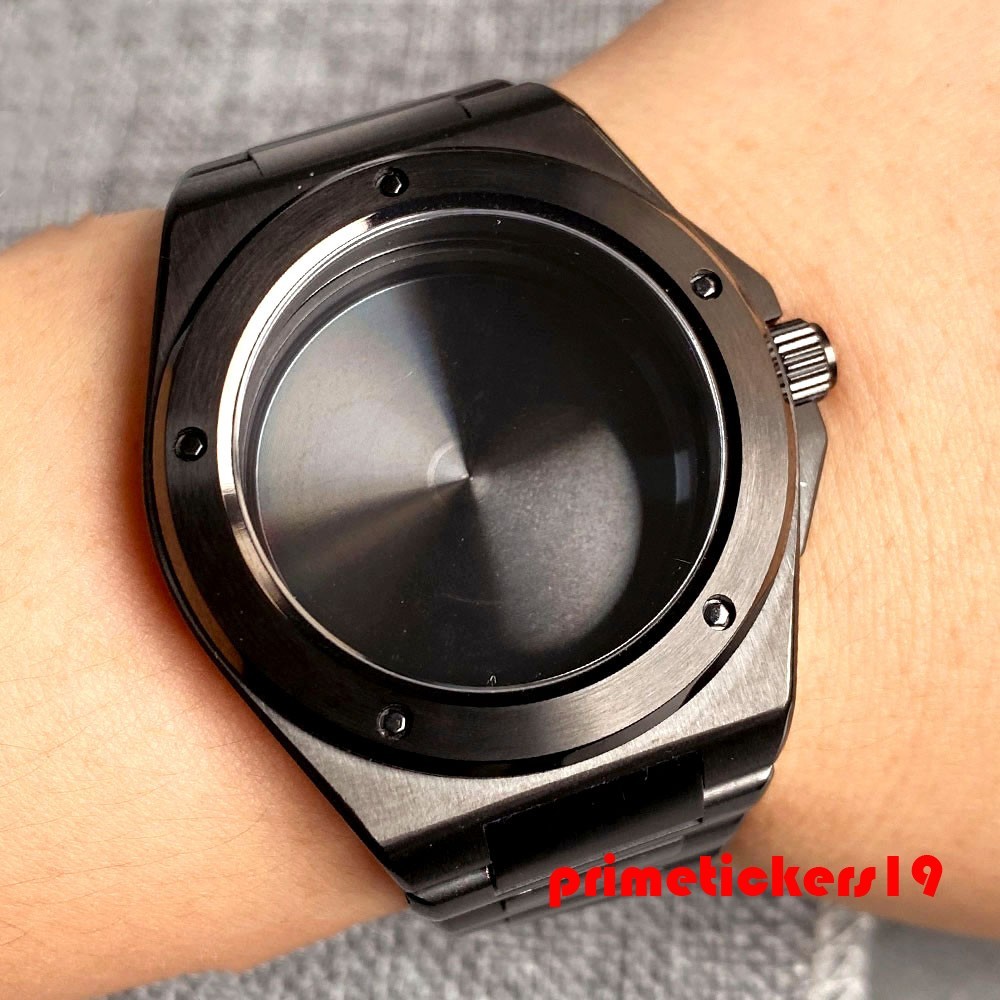 40mm Black PVD Watch Case+Band Sapphire Glass Fit for Engineer Style Watch Build