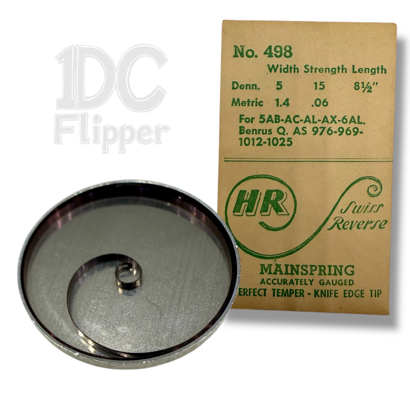 AS 1025 Mainspring 5 x 15 x 8 1/2 Watch Part HR 498 Blue Steel Benrus Q NOS Read
