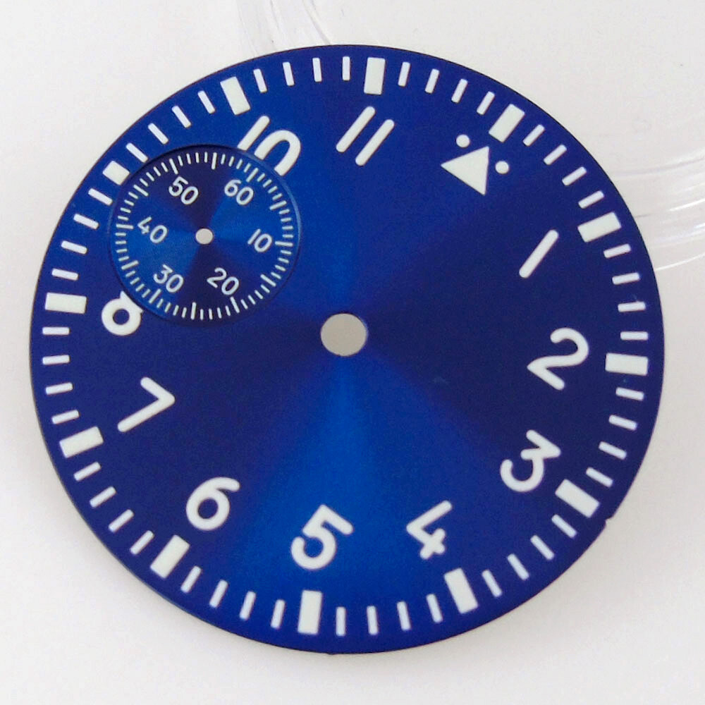 37mm Pilot Watch Dial For Manual ETA6497 ST3600 Green Lume Black/White/Blue