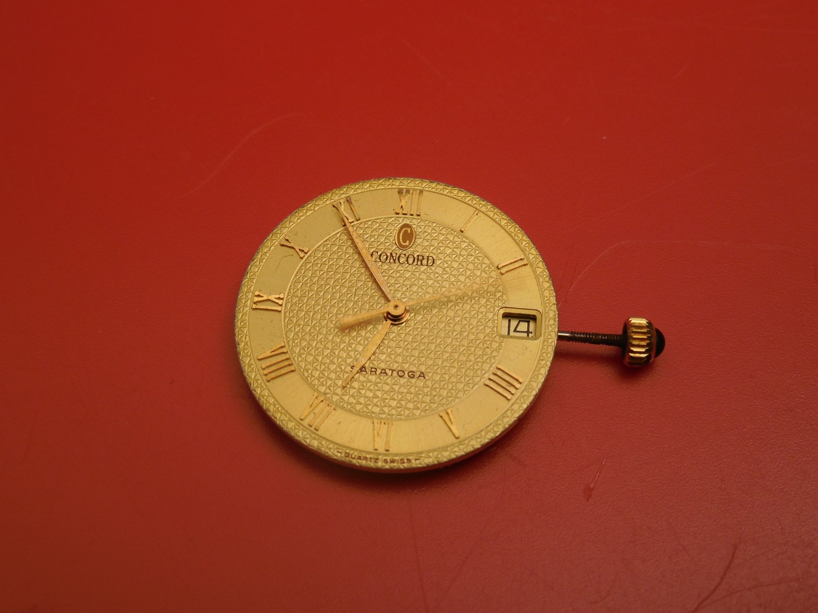GENUINE CONCORD 6 JEWEL QUARTZ SARATOGA MOVEMENT & DIAL & HAND