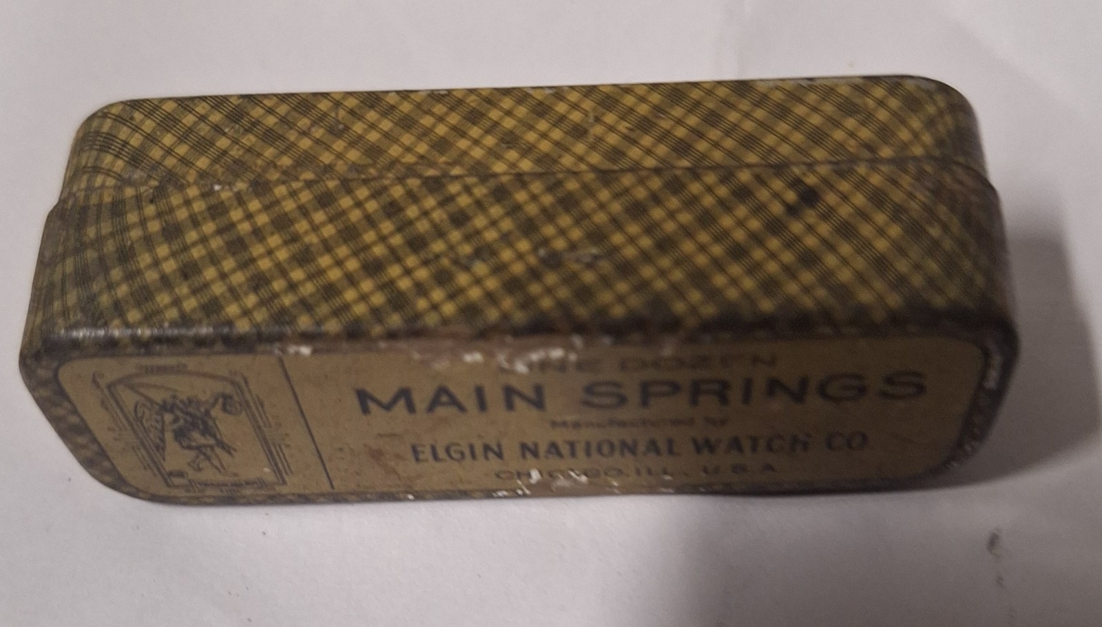 6 X Elgin Size 18 Mainspring Part No. 1956 Thick .007 in Original Tin Box N.O.S.