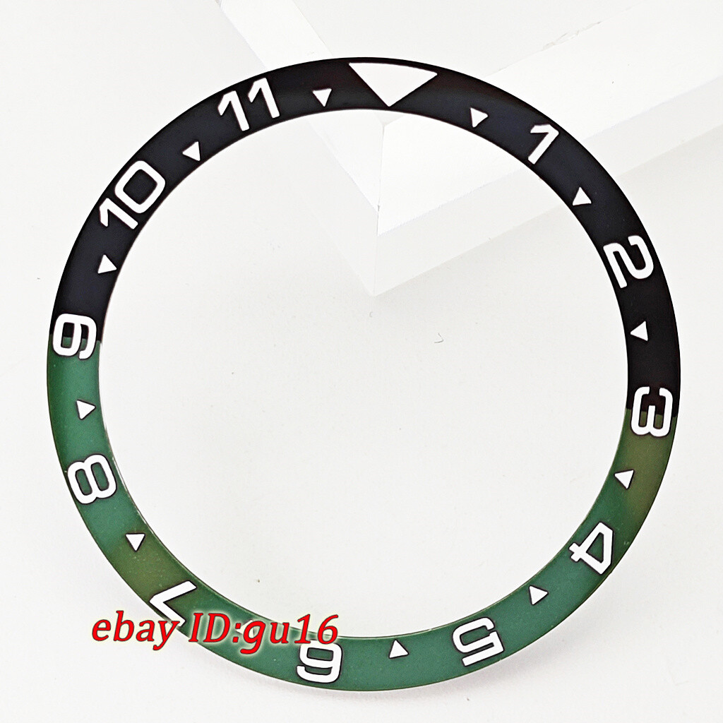 38mm black white blue green gold ceramics flat surface watch bezel