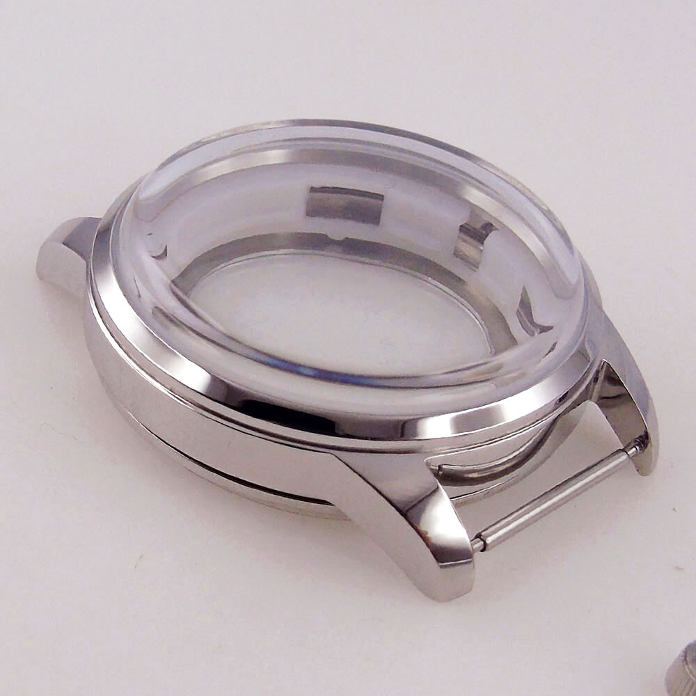 Silver/Rose gold Coated 40mm Watch Case Mineral Glass Fit NH35A NH36 Glass Back