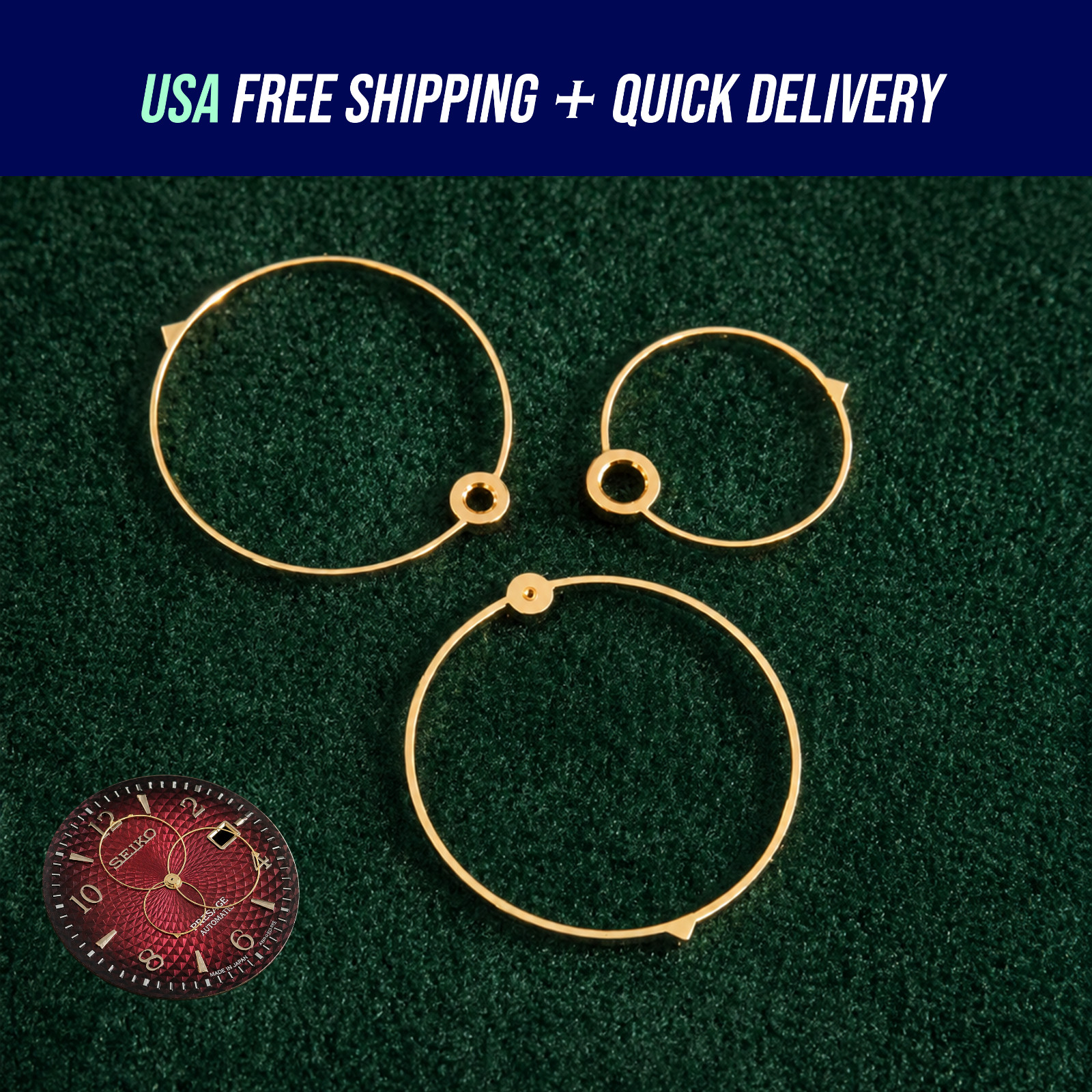 NH35/36 Orbit Watch Hands Gold, Circular Orbit style Watch Hand NH35/36