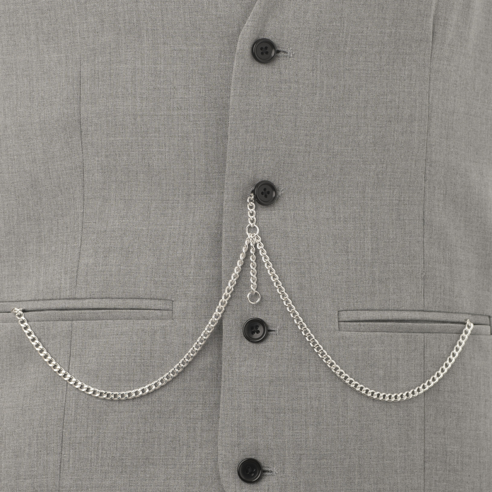 New Sterling Silver Color Double Albert Pocket Watch Chain