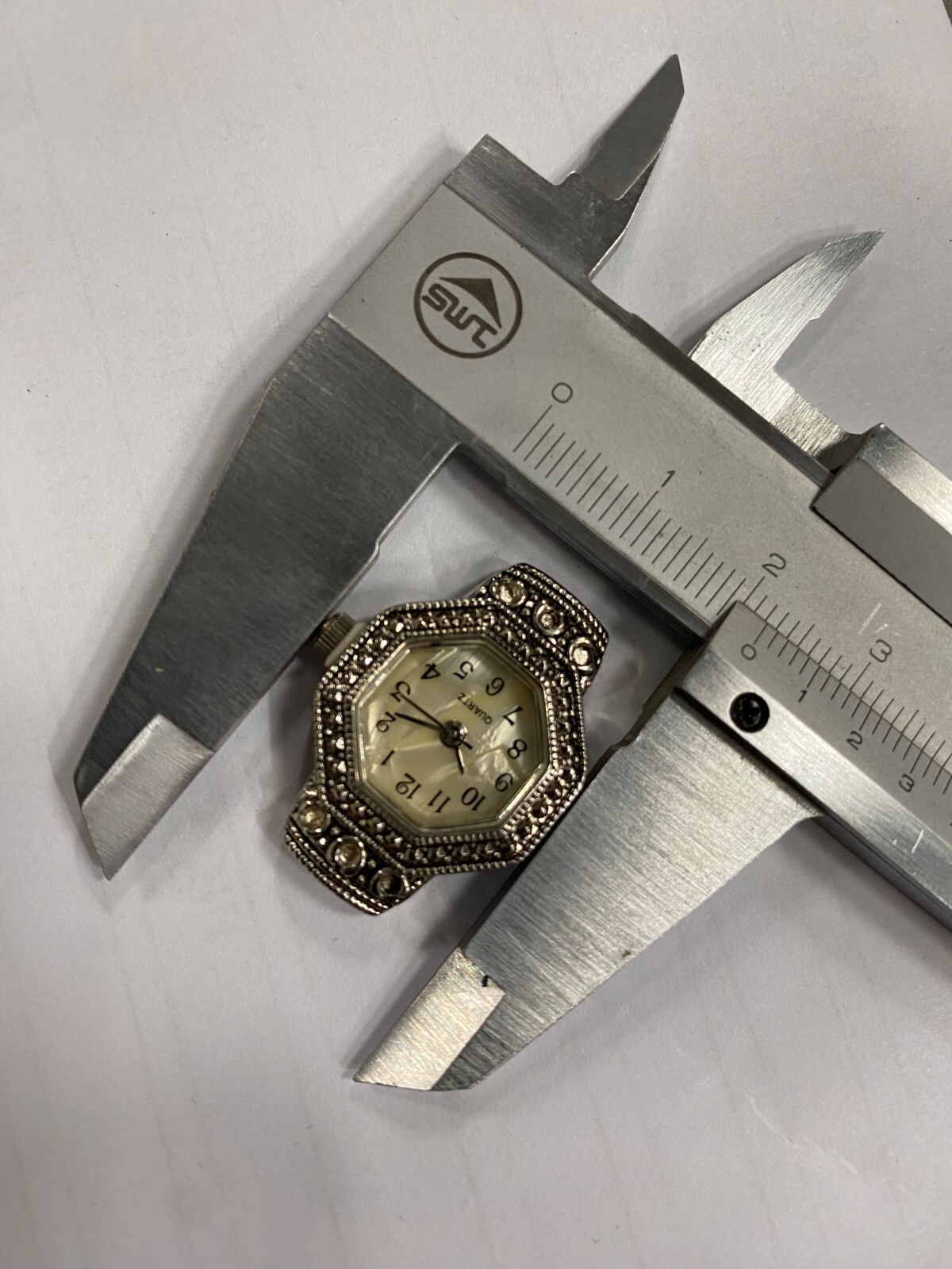 Beading Watch Face Marcasite Mother of Pearl Face Battery included Vintage Look