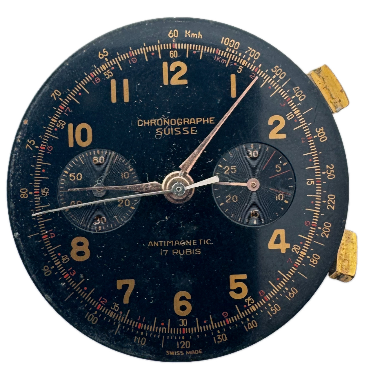 Vintage 32mm Britix Watch Co Suisse Chronograph Wristwatch Movement Landeron 48