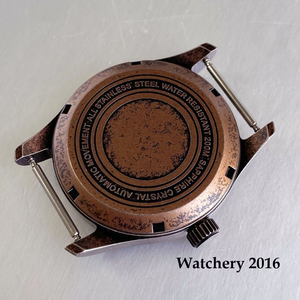 Tandorio 39mm Coated Bronze Pilot Vintage Watch Case Fit NH35 PT5000 Miyota 8215