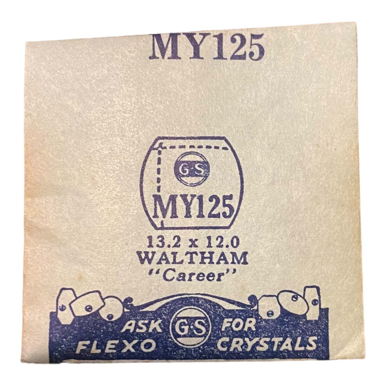 Germanow-Simon Mach (GS) MY125 Watch Crystal 13.2×12.0 NOS Part Flexo Waltham