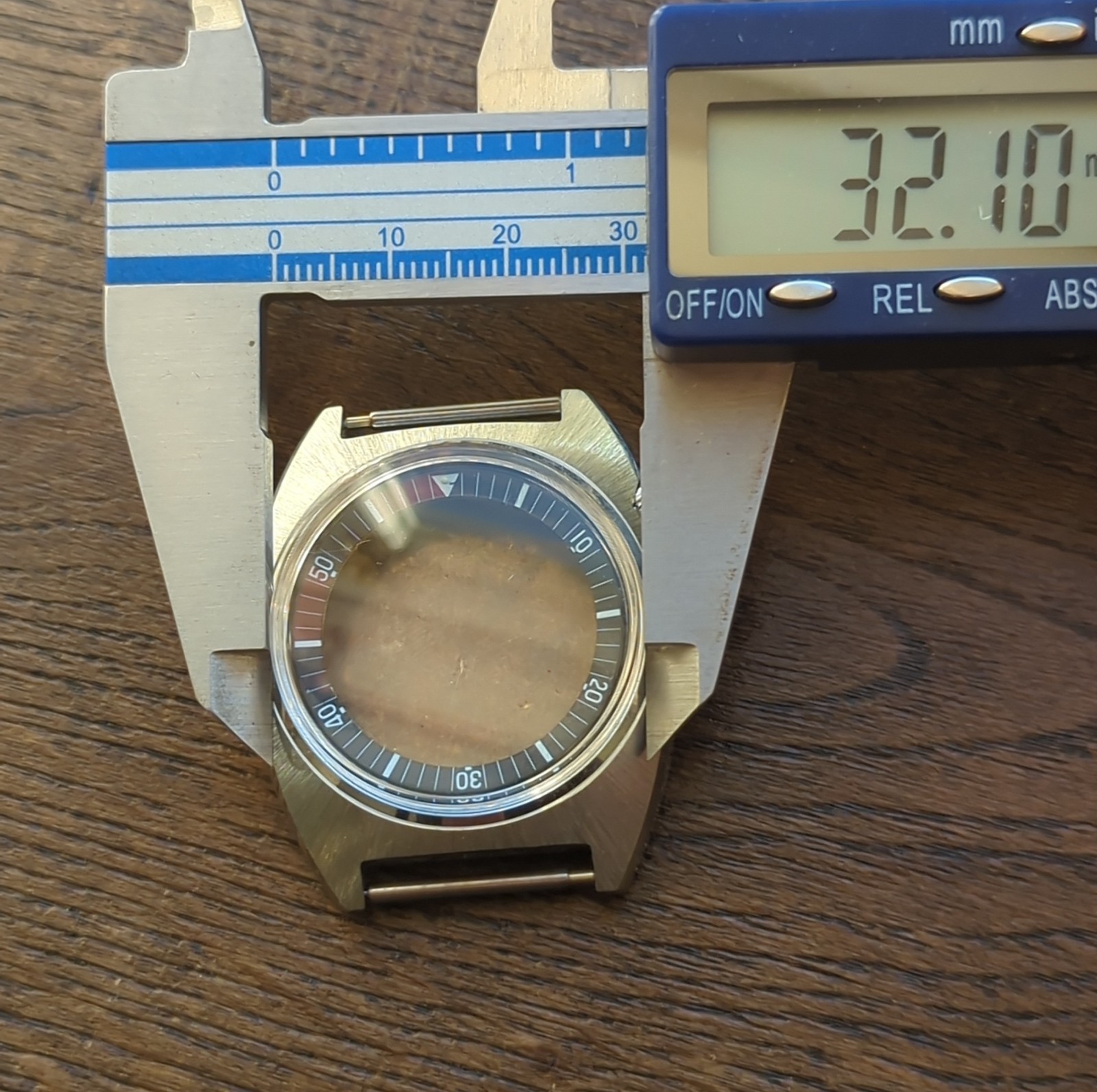 1960s Vintage Divers Watch Case Internal Rotating Bezel 2 Crowns (B88)