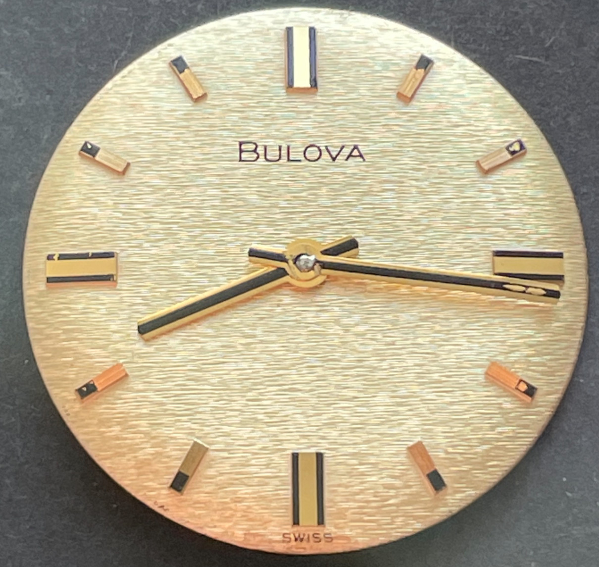 Vintage NOS Bulova Men’s Watch Dial & Hands 26.8mm Gold Linen Swiss