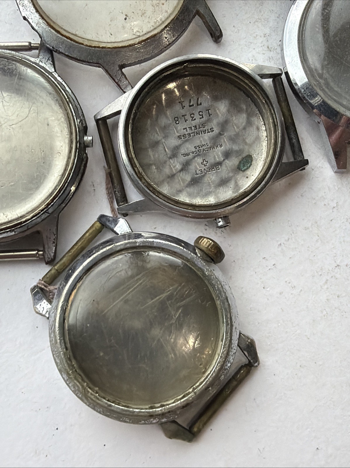 AS85 VTG Lot Of 6 Cases 5 Branded All Mens 29-34mm 1 Missing back Sold As Is**