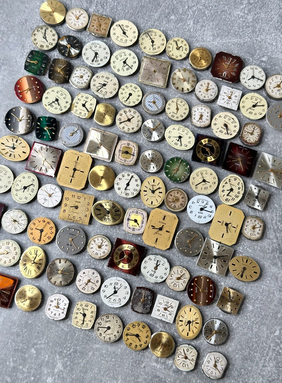 Lot 100vintage ladies watch movements 16×13 mm Zarja Steampunk Art or repair DIY