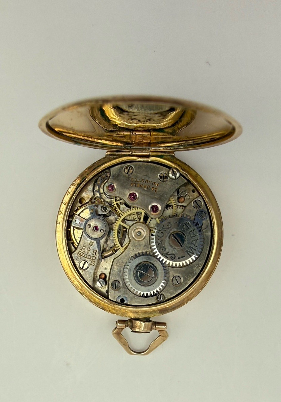 Antique MARS Swiss Pocket Watch 15 Jewels Gold Filled Fortune Case Parts Repair