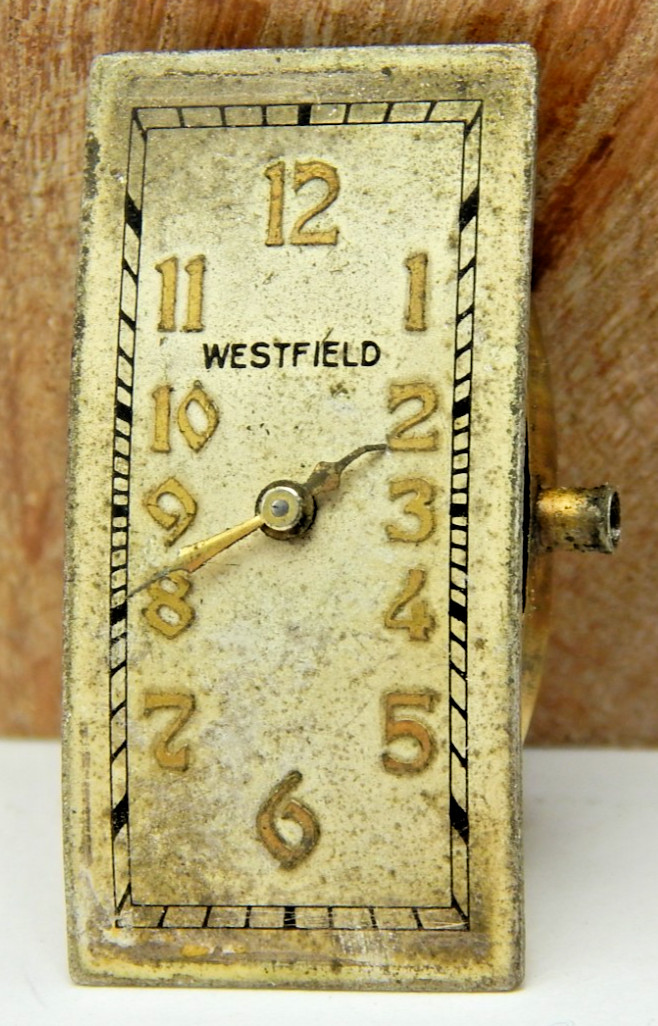 Vintage 1937 Westfield 6AW 17j art deco wrist watch movement with dial & hands