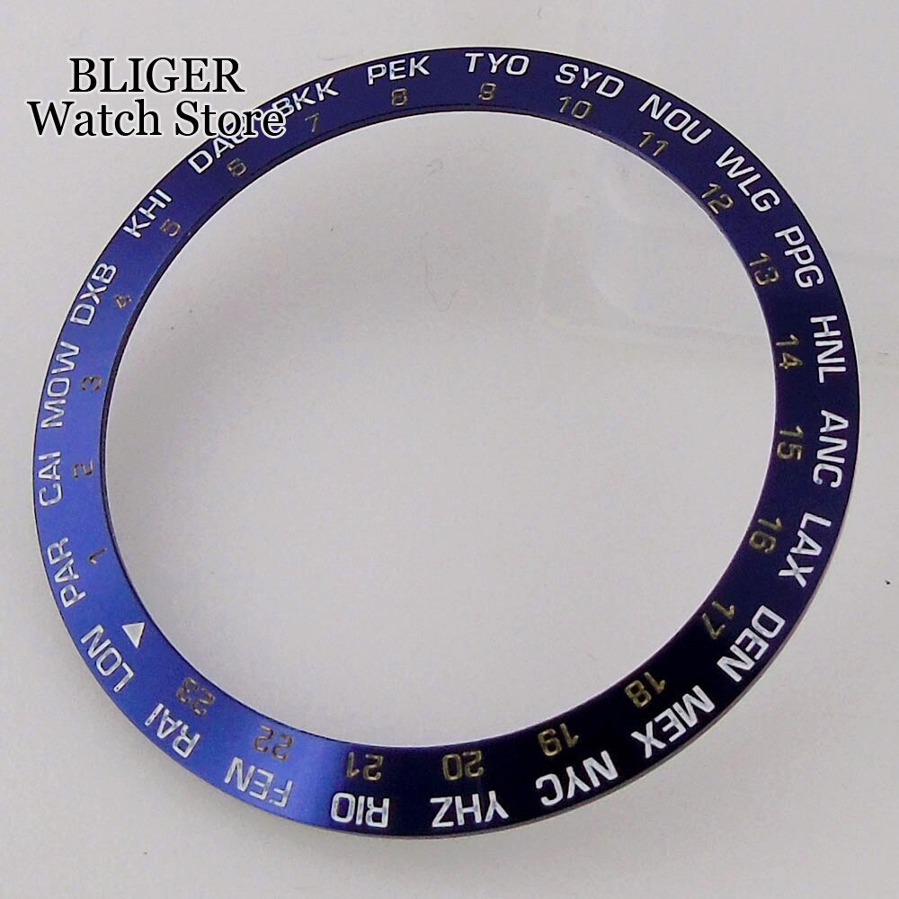 38mm*30.6mm Slope Watch Bezel Insert for 40mm NH35 NH36 NH34 Mens Watch Blue Red