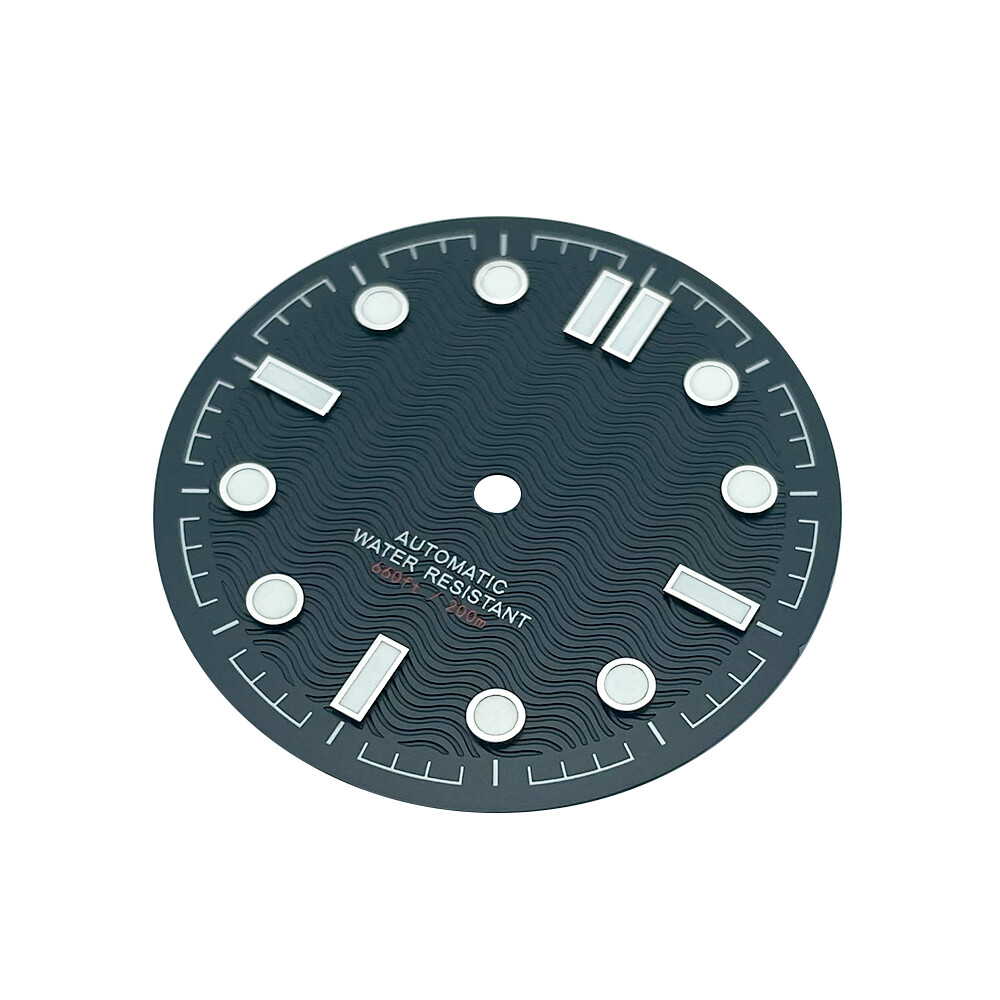 31mm Watch Dial Black Sea Master Style for NH38A NH35A No-Date BGW9 Blue Lume