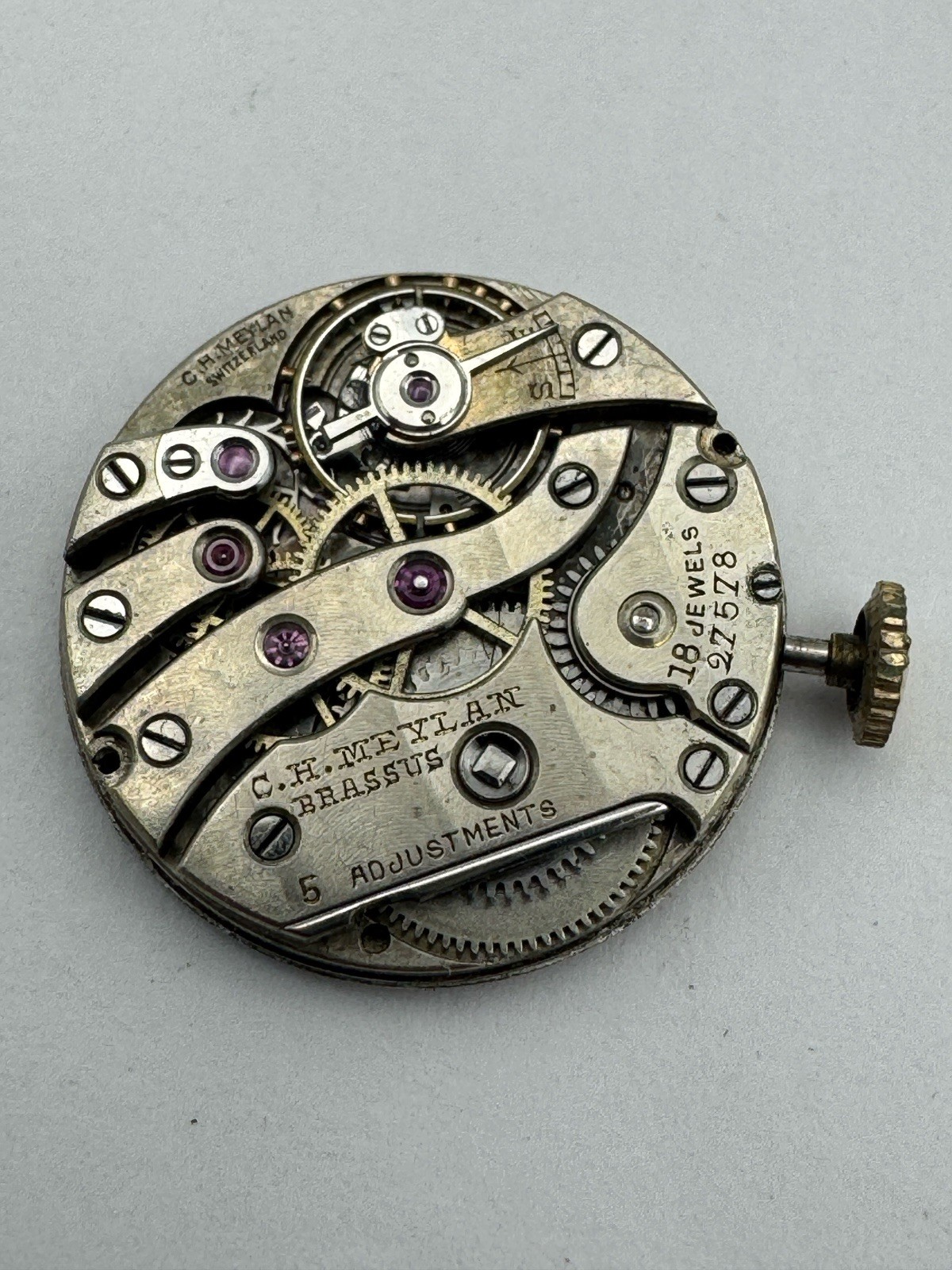Vintage C.H. Meylan Bailey Banks Biddle Dial Watch Movement – Runs
