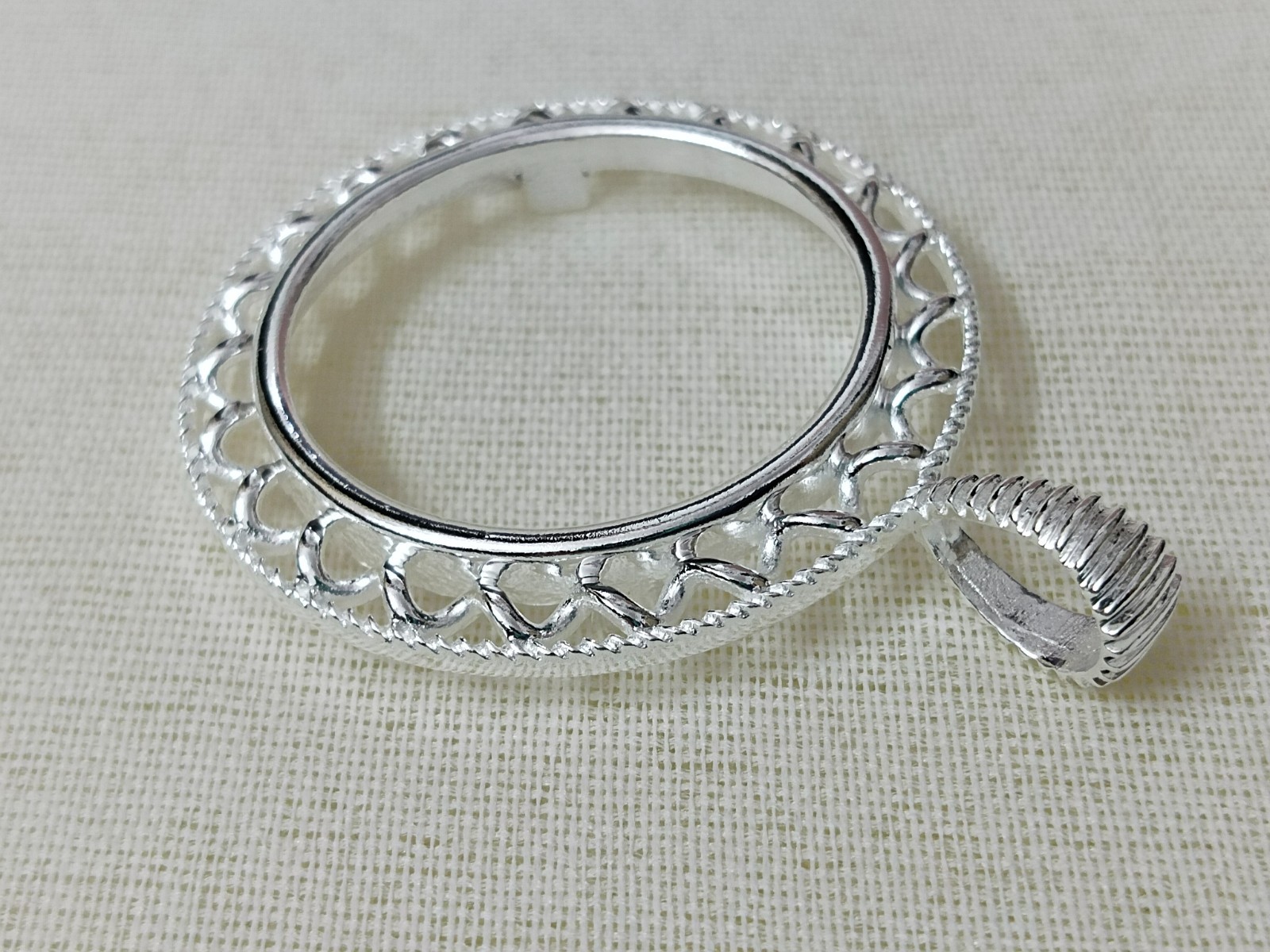 925 Sterling Silver Round Bezel Pendant Blank Bezel holder Coin Connector
