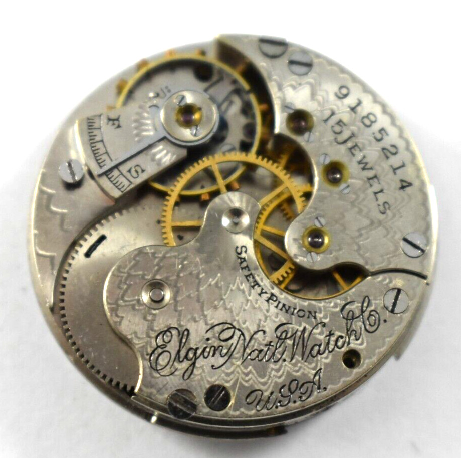 Vintage Elgin 223 0s 15J Hunting Pocket Watch Movement lot.fg