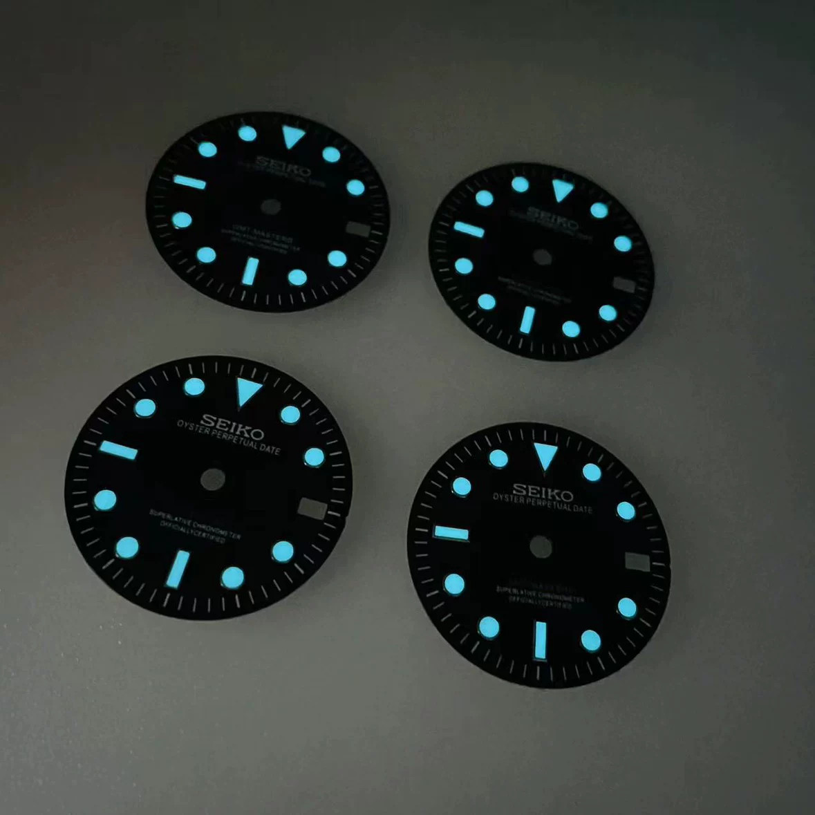 28.5mm Black GMT Watch Dial Blue Green Lume For Nh34 Movement Watches Parts