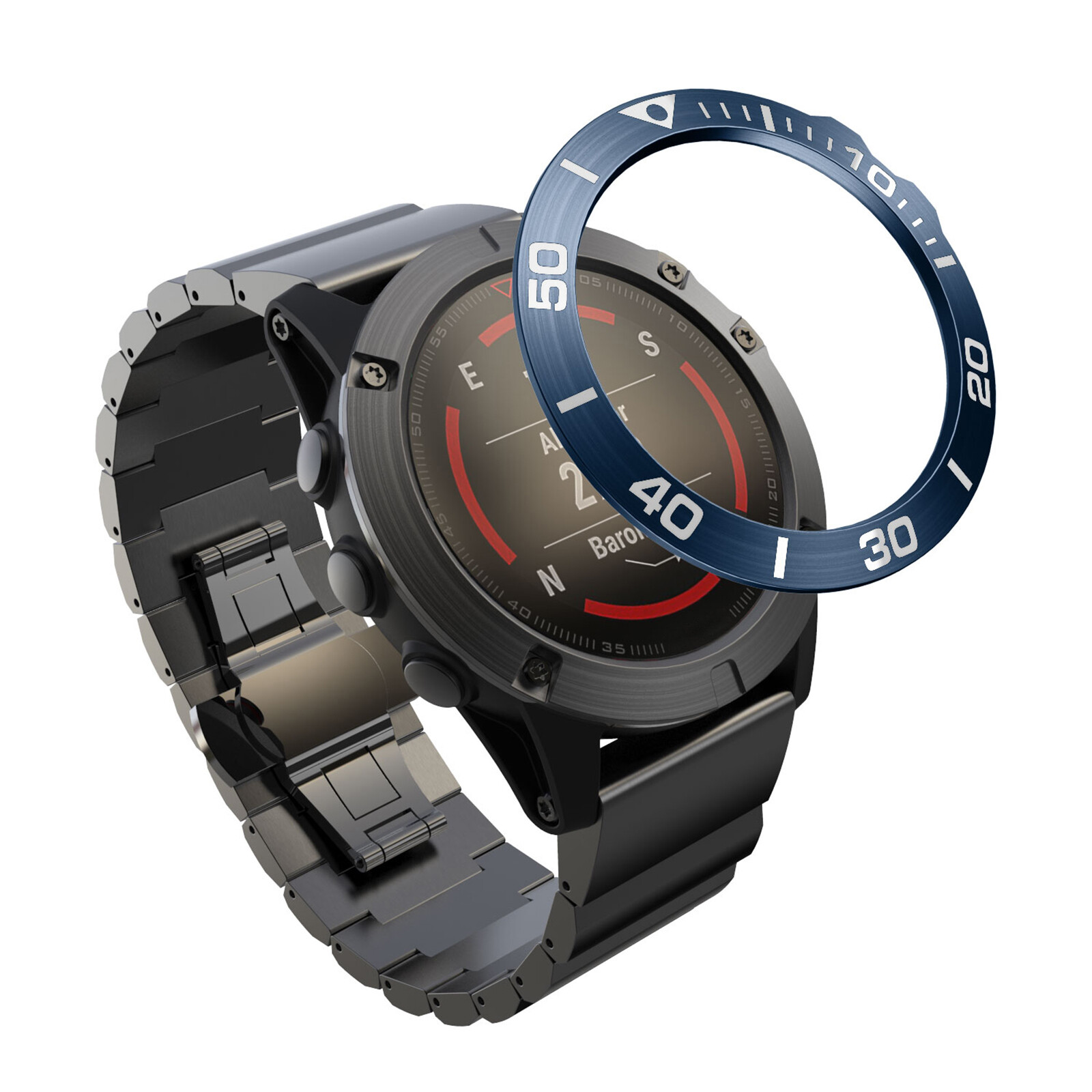 For Garmin Fenix 5X/5X Plus Metal Watch Bezel Ring Adhesive Cover Frame Case Kit