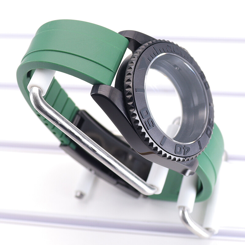 40mm Raised Markings Watch Case+Strap For Seiko Nh35NH36 Eta2824 Direction Bezel