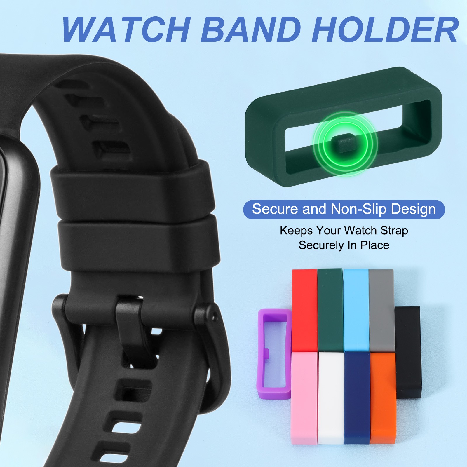 8 Pcs Watch Band Holder Loop, 18mm Universal Watch Replacement Band, Deep Green