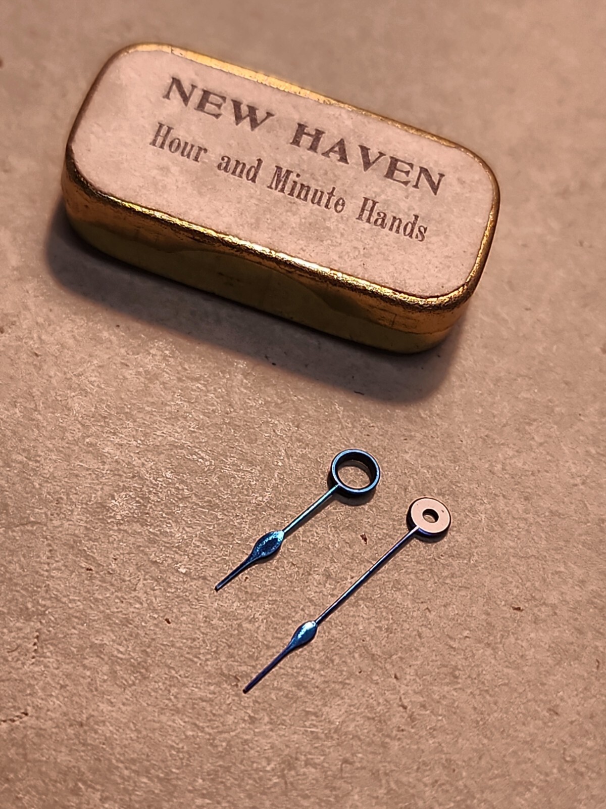 Set Of NOS New Haven Blue Spade Hour/Minute Hands With 250/100 Hole Sizes
