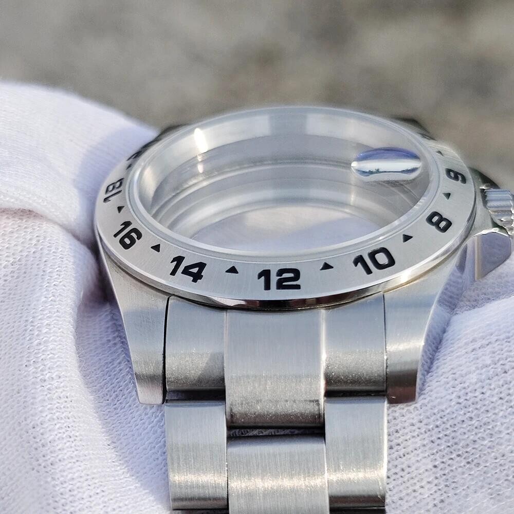 MOD 20ATM Sapphire Crystal Glass Men Watch Case FIT Explorer II NH34 NH35 NH36