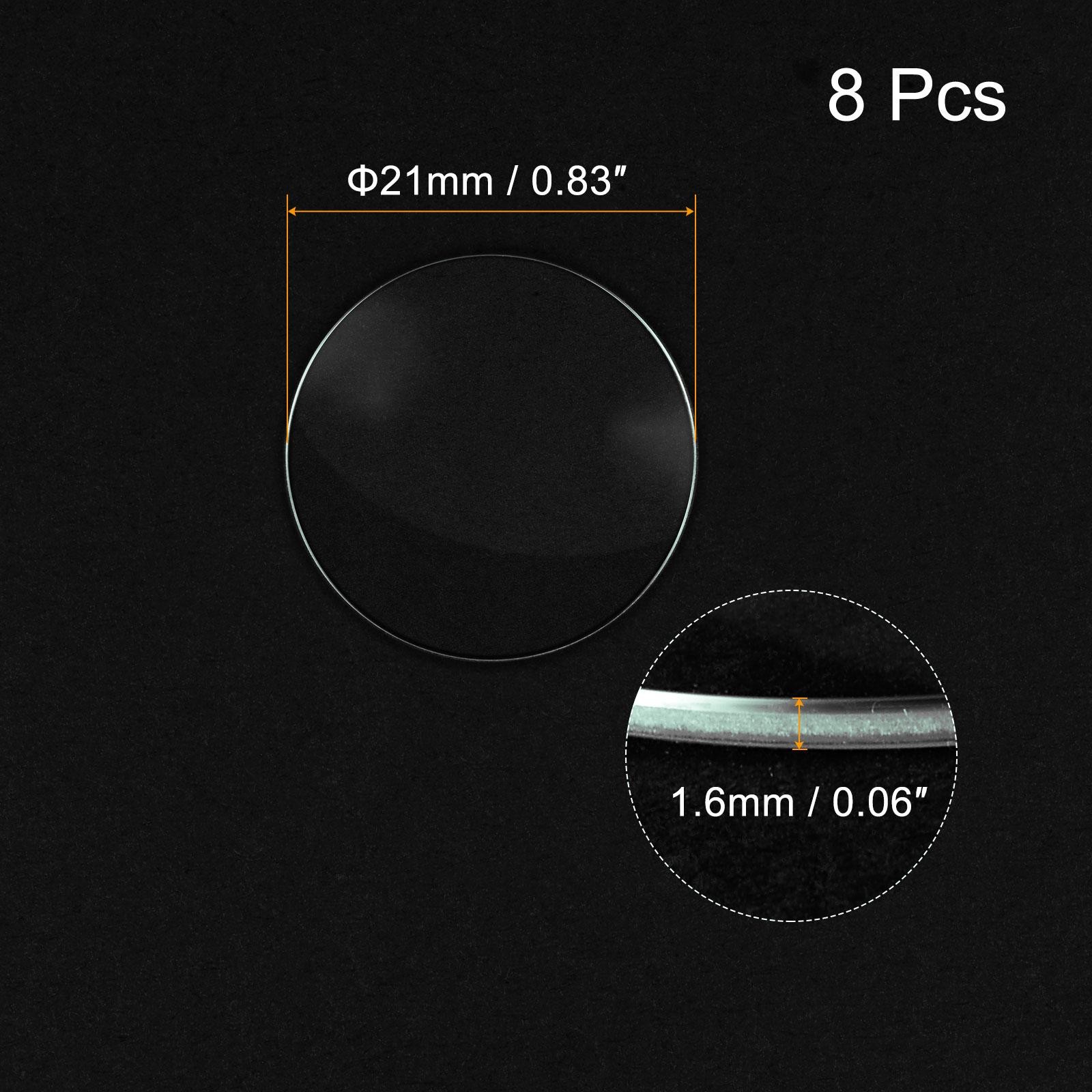 8Pcs 21mm Dia Watch Glass Crystal Lens Single Dome Round 1.6mm Edge Thickness