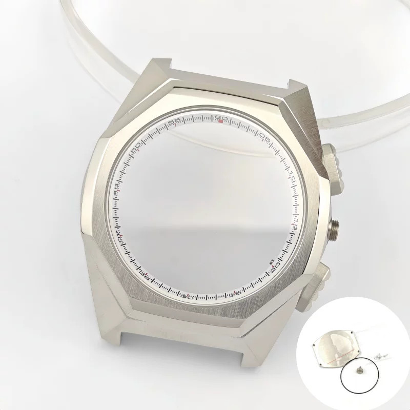 44.5mm Stainless Watch Case+Strap Sapphire for VK63 VK64 Movement 32.5mm Dial