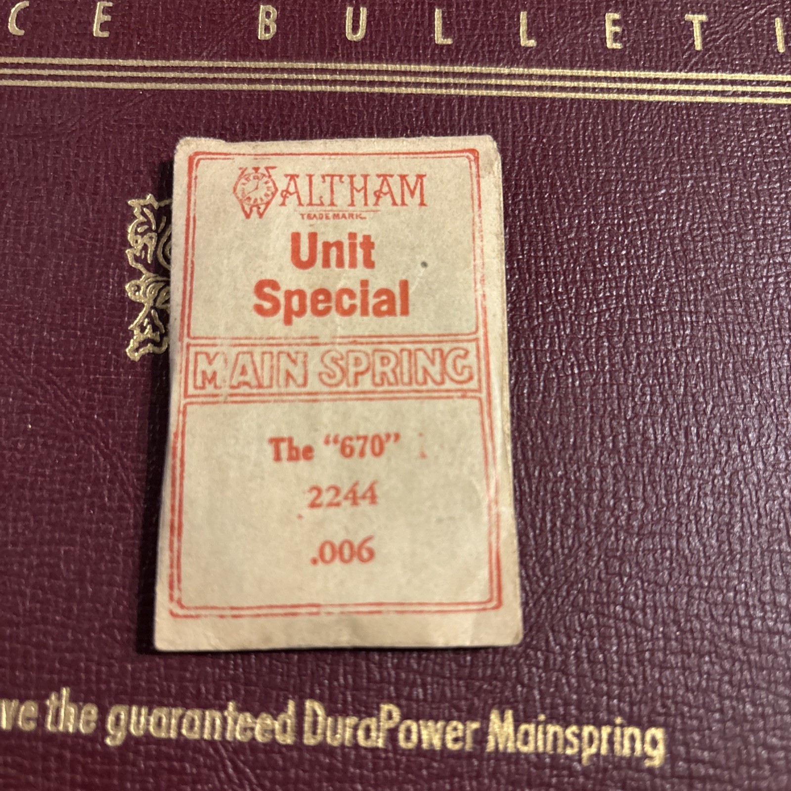 Waltham Unit Special Mainspring The 670 No. 2244 .006
